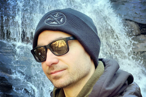 Fundamentals of Discovery - Knit Beanie. Mountain, Forest, Water and Anchor Icons