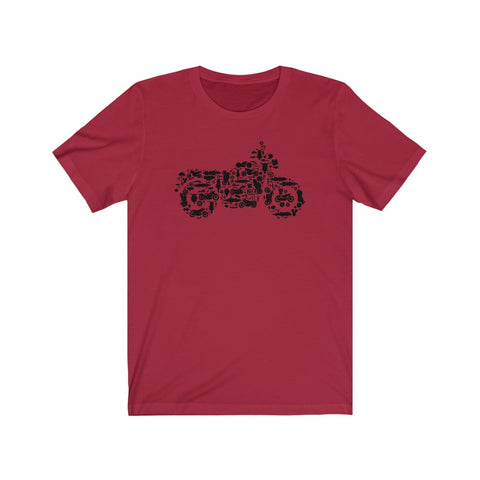 Motorcycle Collage of Bikes, Choppers, Dirt Bikes and Parts - Unisex Jersey Short Sleeve Tee