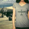 FLIGHT V1.0 COLLAGE Women's Shirt. FIGHTER PLANE COLLAGE OF AIRPLANES, HELICOPTERS AND PARTS - Short Sleeve V-Neck Tee