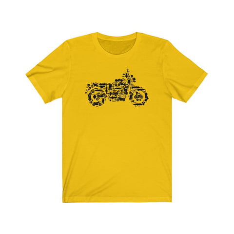 Motorcycle Collage of Bikes, Choppers, Dirt Bikes and Parts - Unisex Jersey Short Sleeve Tee