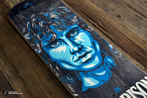 Jim Morrison (The Doors) Illustration of The Dead Series -  Hand Painted Skateboard