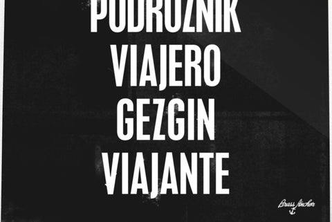 Traveler Poster - White on Black Different Languages. Digital Download